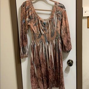 Boho peasant dress- butterfly dropout- Medium